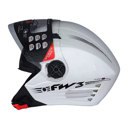 Capacete FW3 X Open Up Limited Branco Com Óculos Interno