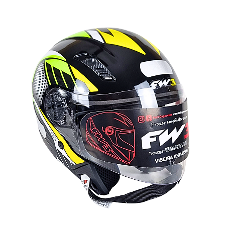 Capacete FW3 X Open Países Preto Brasil