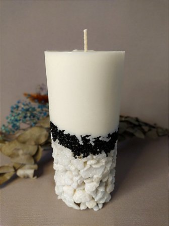 Vela com base de pedras Amêndoas e Vanilla G