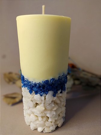 Vela com base de pedras Bergamota M