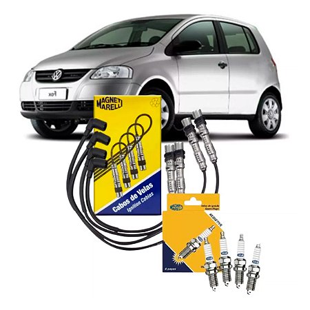 Kit 4 Velas + Cabos Ignição VW Fox 1.0 Flex 2005-2010 Magneti Marelli
