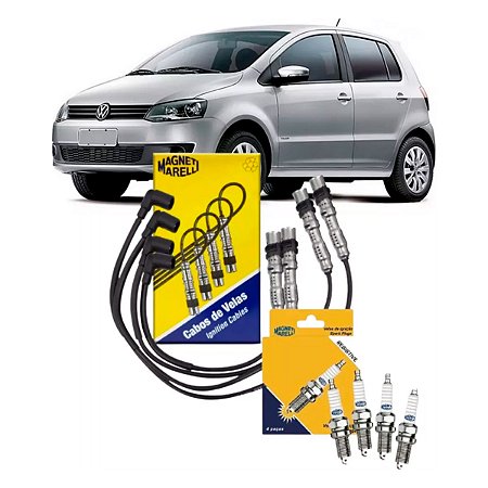 Kit 4 Velas + Cabos Ignição VW Fox 1.6 2008-2012 Magneti Marelli