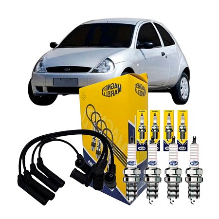 Kit 4 Velas + Cabos Ignição Ford Ka 1.6 2002-2008 Magneti Marelli