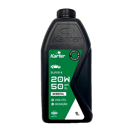 Óleo Motor Karter Super K 20W50 Mineral 1L API SL Gasolina Etanol Flex GNV