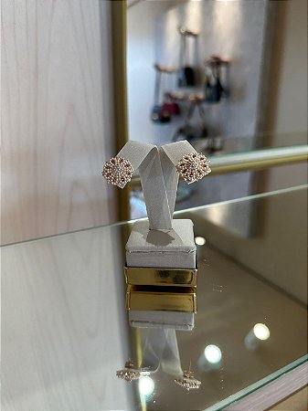 BRINCO ZIRCONIA E PEROLA FLOR