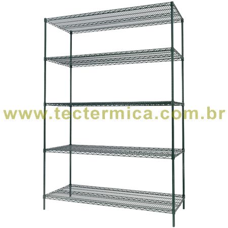 Estante aramada branca com 5 prateleiras para câmara fria - 67Lx37Px188A cm