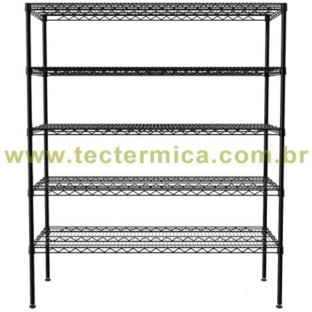 Estante aramada branca com 5 prateleiras para câmara fria - 79Lx37Px188A cm