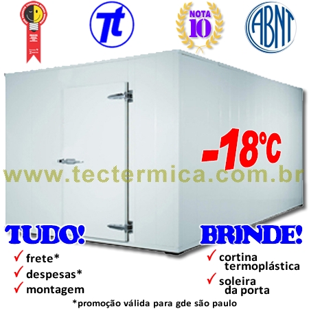 Câmara fria pré-fabricada 2,3x2,3 congelados -18°C 220v completa