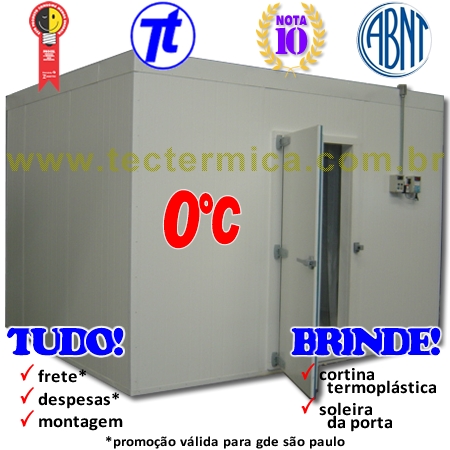 Câmara fria modular 3,4x3,4 resfriados 0°C 220v completa