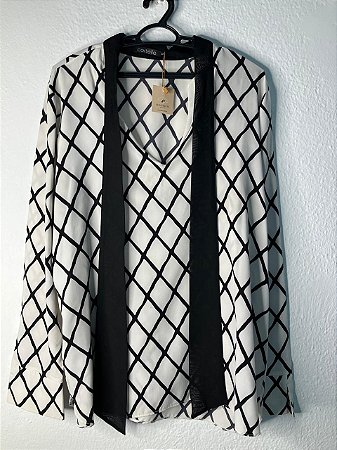 Camisa Social Off White com detalhes em preto - Cortelle