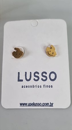 Brinco inox dourado P com pingente de palhaço
