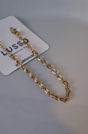 Pulseira inox dourada de elos grandes