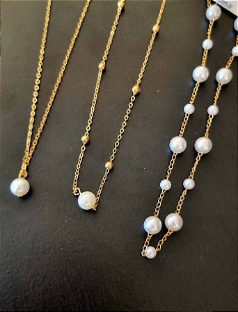 Kit com 3 colares de pérolas