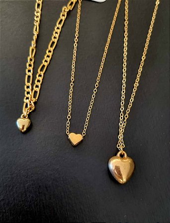 Kit 3 colares - corações
