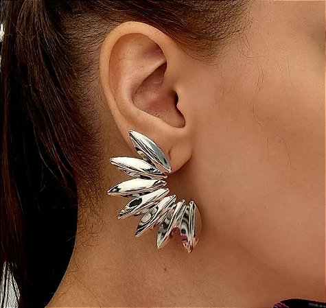 Brinco meia asa prata