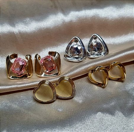 Kit com 04 brincos de pedras