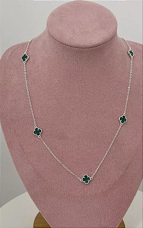 Colar VF trevo P - vidro Verde
