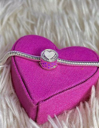 Berloque separador coração branco + detalhes lilás