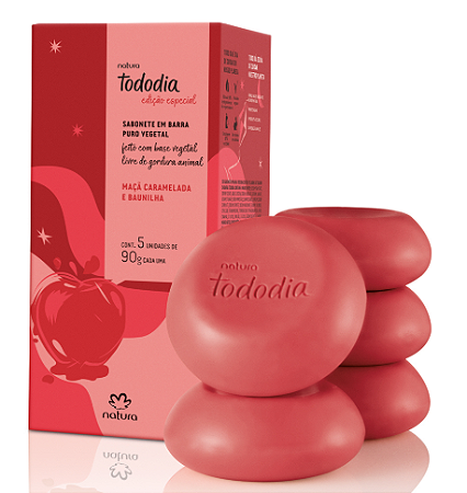 Sabonete em Barra Puro Vegetal Tododia Maçã Caramelada e Baunilha 5un de 90g Natura