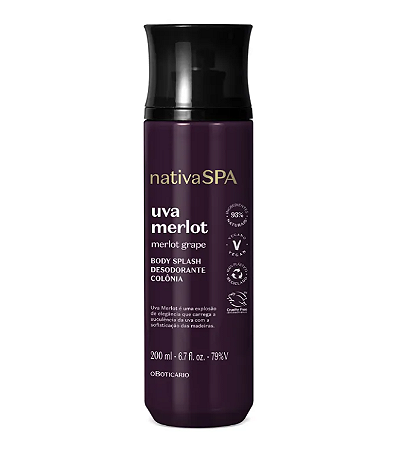 Body Splash Desodorante Colônia Nativa Spa Uva Merlot 200ml