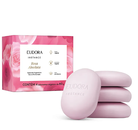 Sabonete Vegetal em Barra Instance Rosa Absoluta 80g (4 unidades)