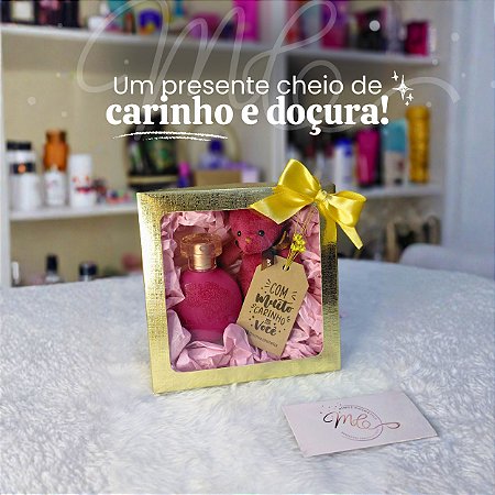 Presente Floratta Flores Secretas 30ml O Boticário com Ursinho Fofo – Encanto Dourado