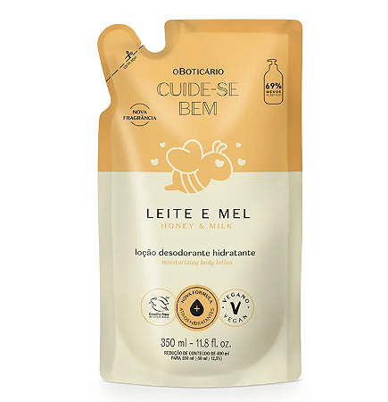 Refil Hidratante Cuide-se Bem Leite e Mel 350ml O Boticário