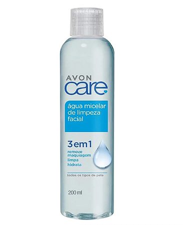 Água Micelar Avon Care 3 em 1: Demaquila, Limpa e Hidrata.
