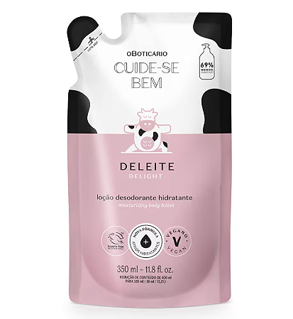 Refil Loção Desodorante Hidratante Corporal Cuide-se Bem Deleite 350ml O Boticário