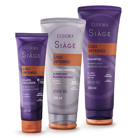 Combo Siàge Liso Intenso: Shampoo 250ml + Condicionador 200ml + Leave-in Capilar 100ml
