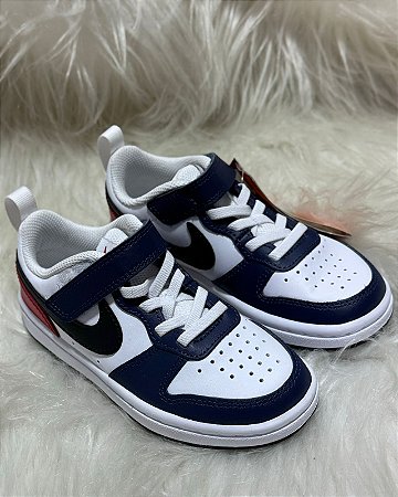 Tênis Nike Court Borough Low 2 (GS) Branco/Azul (INFANTIL)