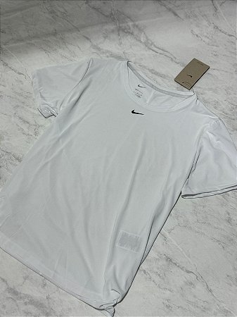 Camiseta Nike Dri Fit Branca Logo Central Feminina