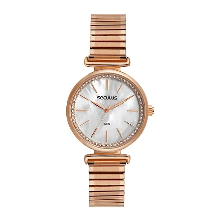 Relógio Seculus Feminino Bracelete Madrepérola Rosê