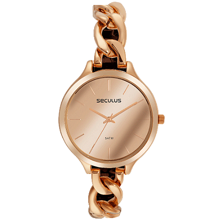 Relógio Seculus Feminino Minimalista Corrente Rosê