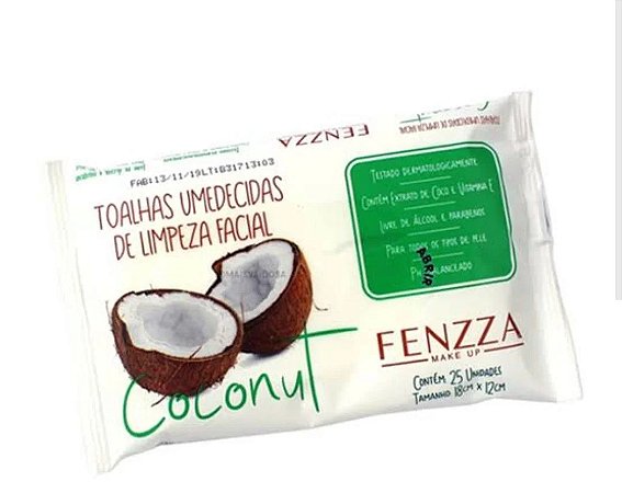 Toalhas Umedecidas de Limpeza Facial Coconut Fenzza