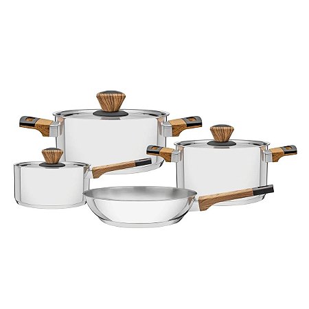 Jogo De Panela Brava Baquelite Aço Inox 4 Peças Tramontina