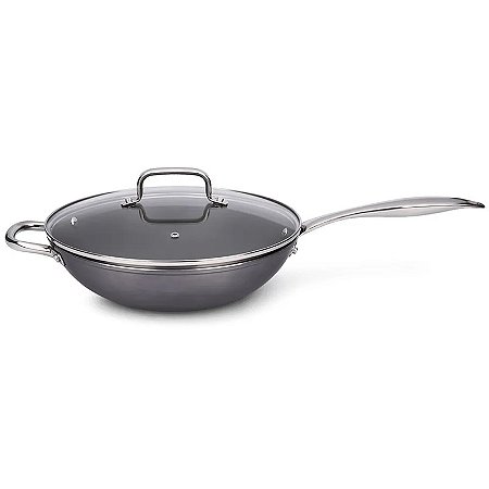 Panela Wok Com Tampa 28cm 3 Litros Fogão Indução Antiaderente Brinox