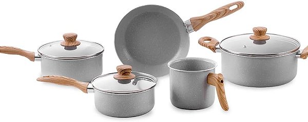 Jogo De Panelas 5 Peças Gris Brinox Cerâmica Antiaderente