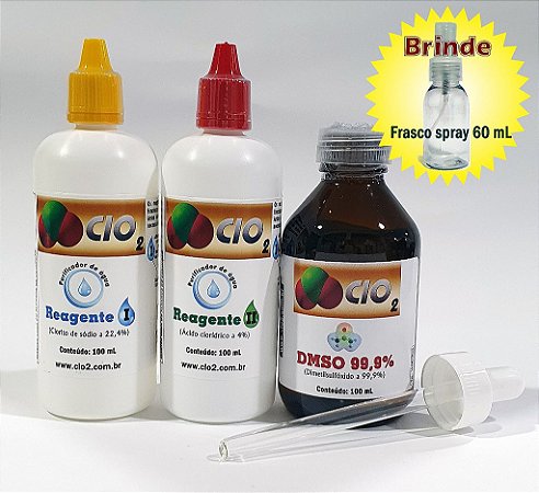 KIT SANITIZANTE 100 mL PLÁST. + DMSO 99% - 100 mL (VOL. TOTAL 300 mL)