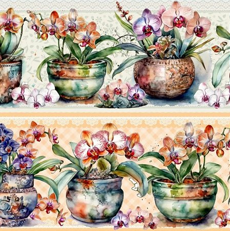 Tricoline Digital Barrado Orquídeas (0,55cmx1,50mt)