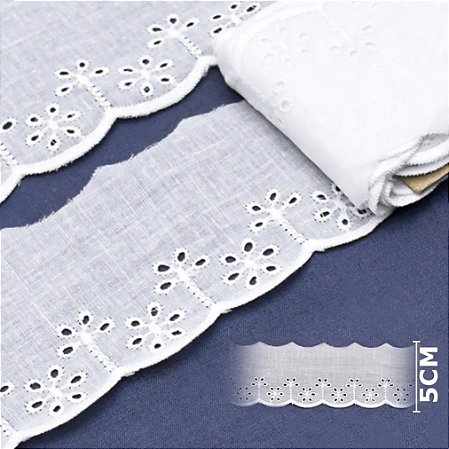 Bordado Inglês 100% algodão - BA029-001 - ArtePunto (5cmx10mt)