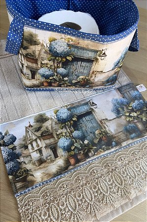 Jogo de banheiro - (toalha de rosto e porta papel higiênico) - Vila Toscana