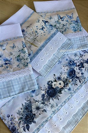 Pano de Copa/prato - Floral Azul
