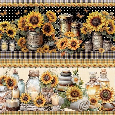 Tricoline Digital Barrado Sunflowers (0,55cmx1,50mt)