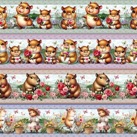 Tecido Tricoline Barrado Digital Capivaras (0,55cmx1,50mt)