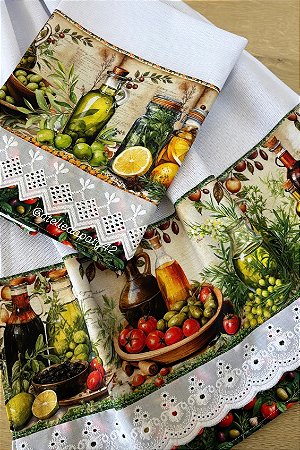 Dupla pano de prato/copa - Ervas e óleos