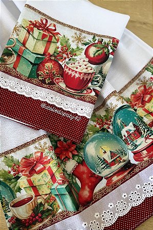 Dupla pano de prato/copa - Natal Vintage