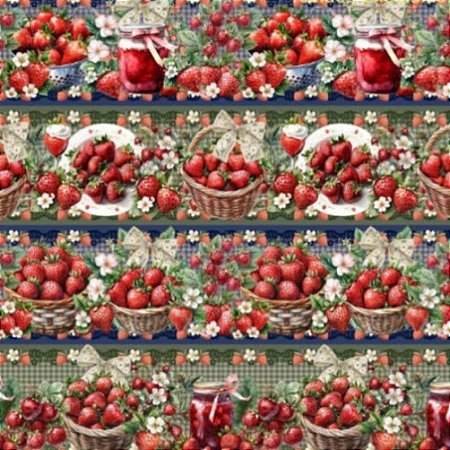 Tricoline Digital Barrado Morangos (0,55cmx1,50mt)