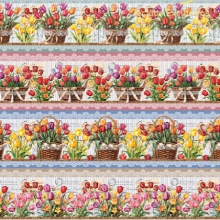 Tricoline Digital Barrado Cestas de Tulipas (0,55cmx1,50mt)
