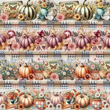 Tricoline Digital Barrado Tempo de Abóboras (0,55cmx1,50mt)